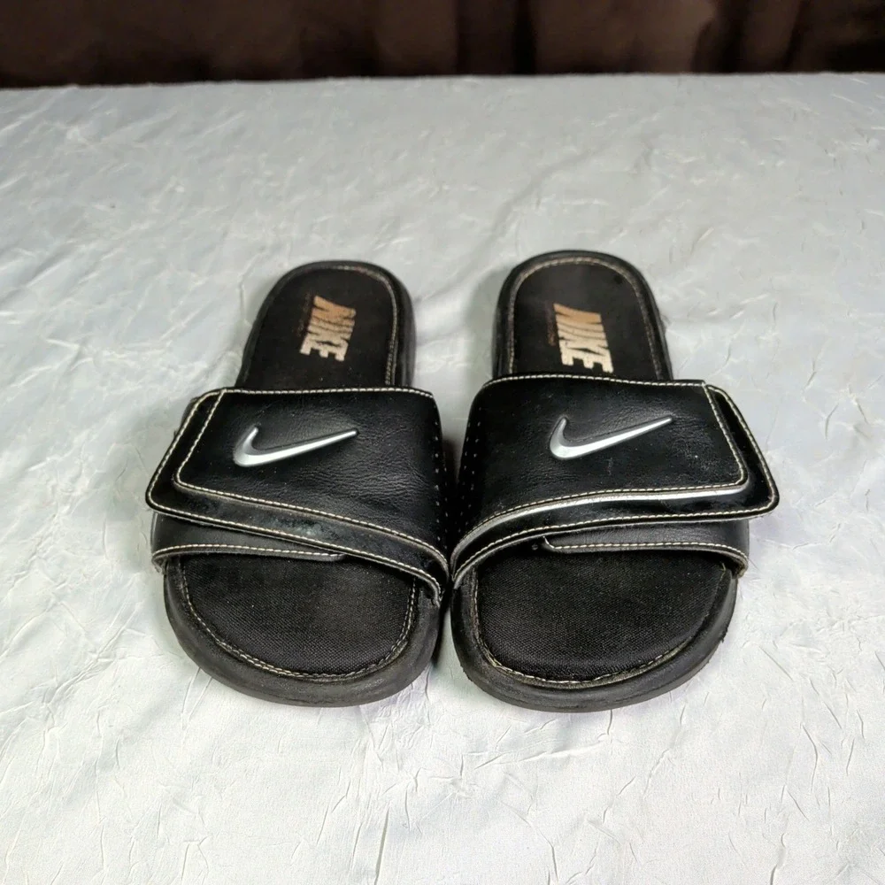 Nike Comfort Slide 2 Sandals Mens Size 7 Black Metallic Silver Y2K 415206-002